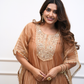 Party wear Tissue silk kaftan set(2 pc)( dark gold)