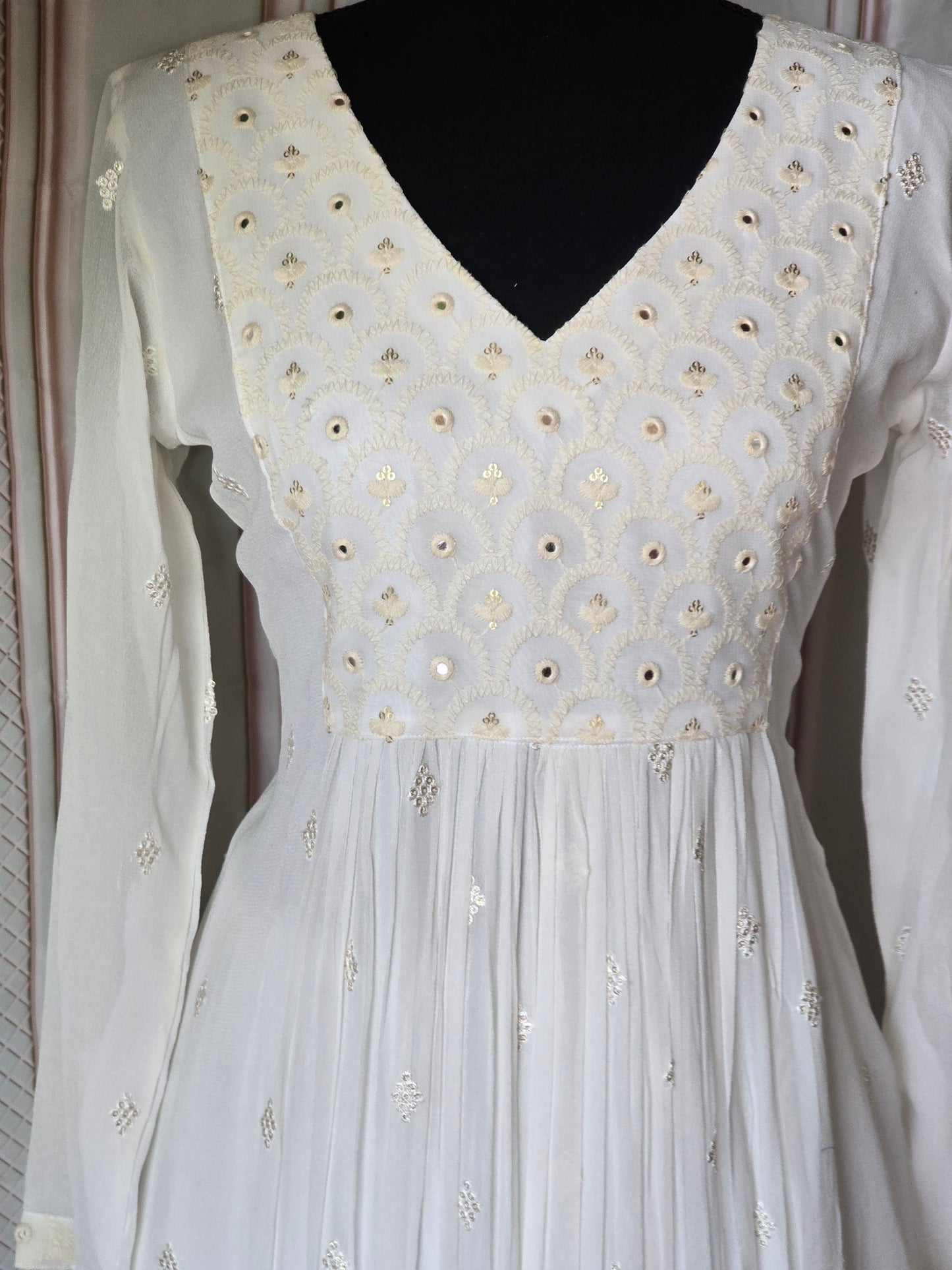 White(Georgette)A line kurti
