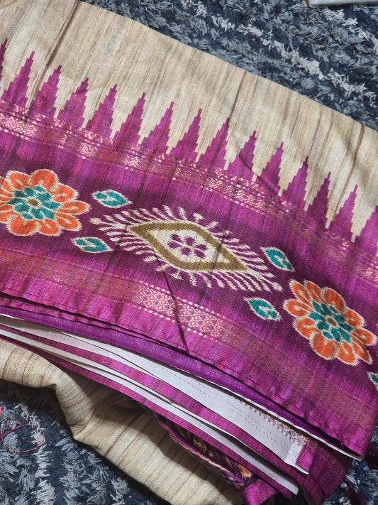 Semi silk saree with Pochampilly design