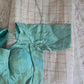 Mul chanderi saree with appliqué work- Stitched contrast blouse (sleeve)