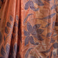 Turquish organza saree ( burnt orange) with applique work- stitched blouse