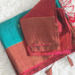 Soft silk kancheepuram(Blue/maroon)saree with stitched blouse/falln pico