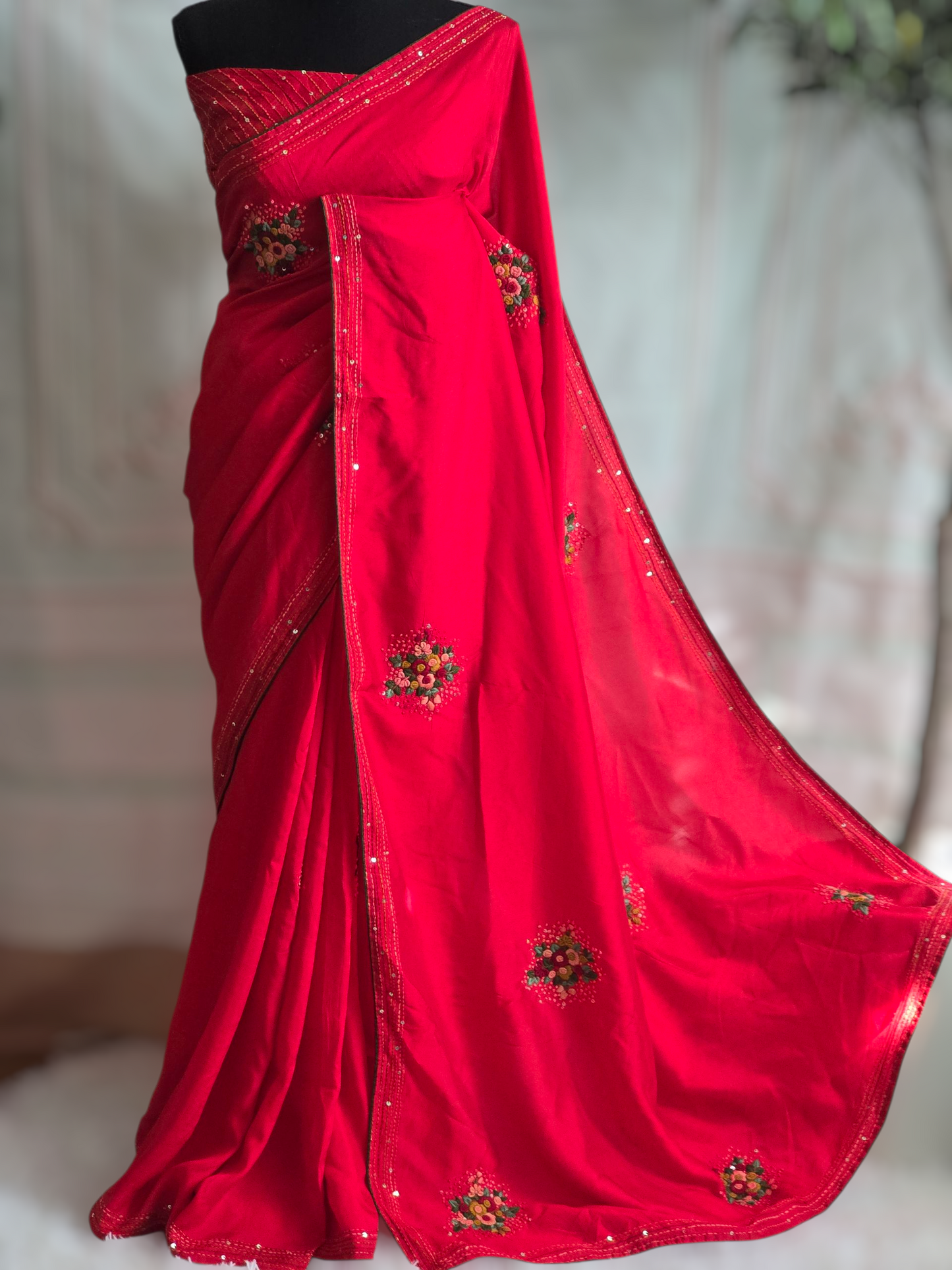 Soft tussar silk with kantha weaving