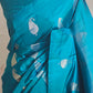 Soft silk kancheepuram with silver design- stitched sleevless blouse