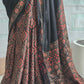 Modal silk saree with ajrakh print ( pleats and pallu)- Stitched blouse