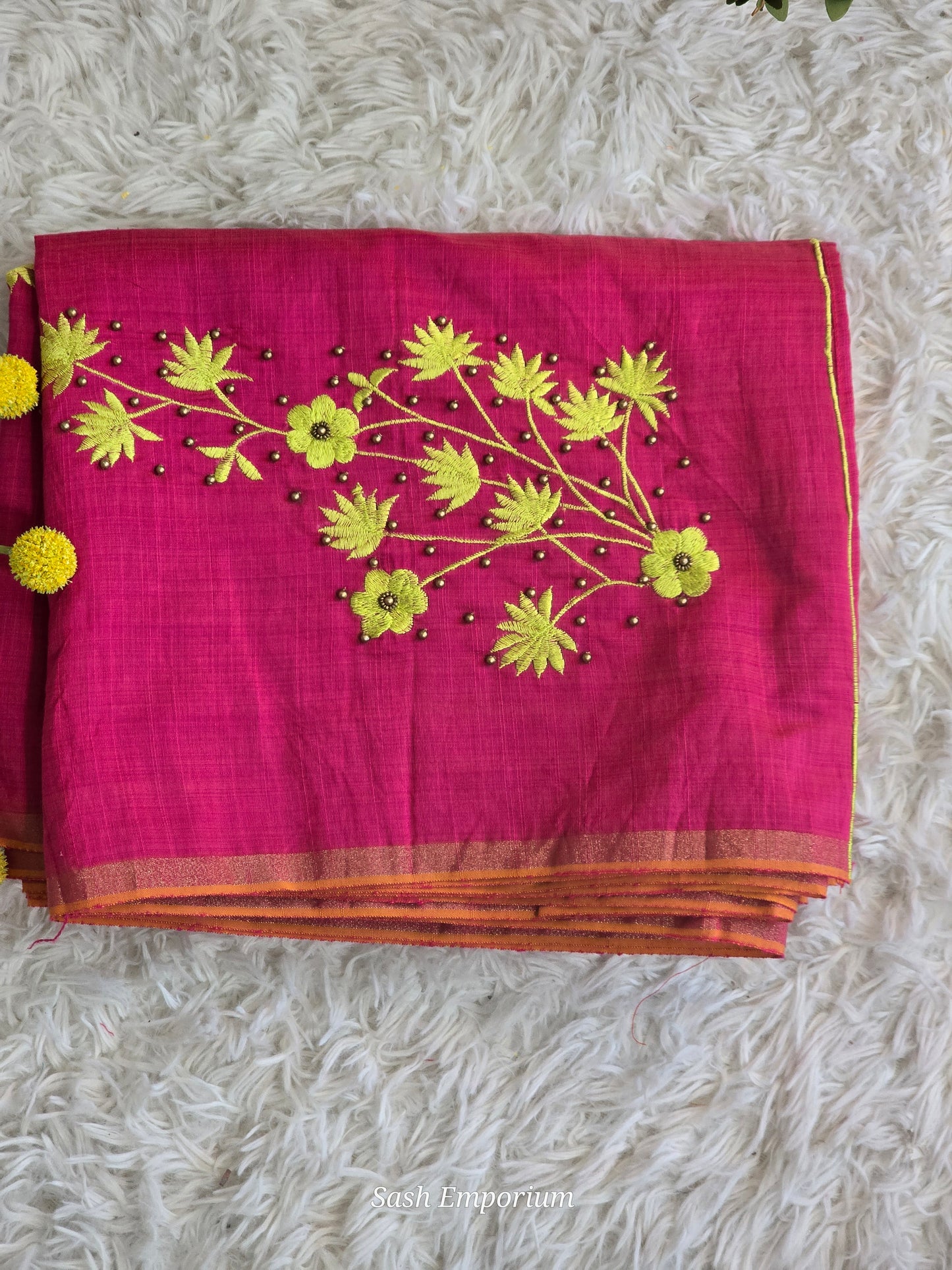 Cotton silk saree with embroidery work