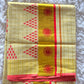 Tissue set saree with rani pink temple print