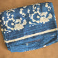 Modal silk on Indigo-  with natural dye handblock Ajrakh vanaspati print Saree with stitched blouse
