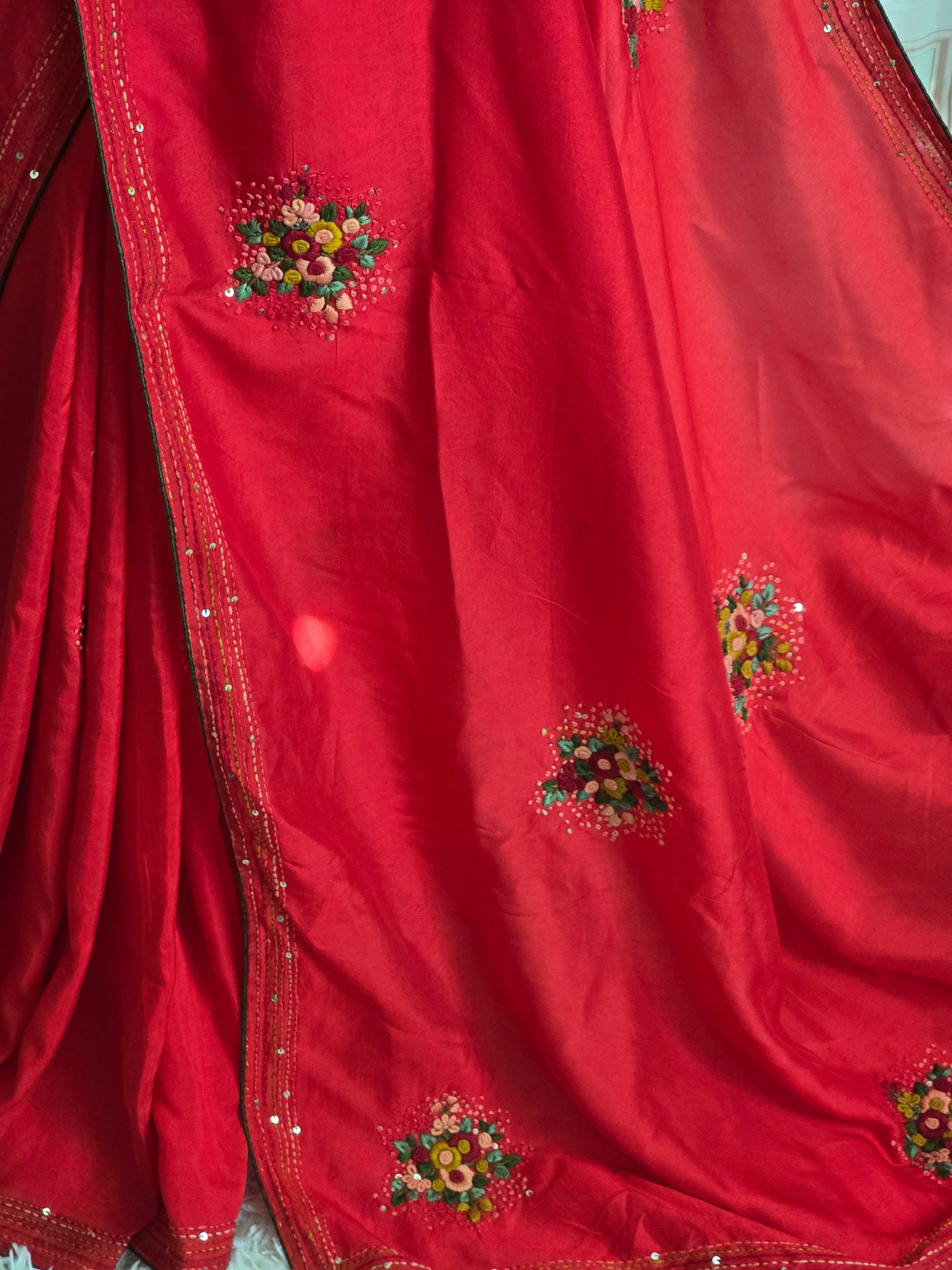 Soft tussar silk with kantha weaving