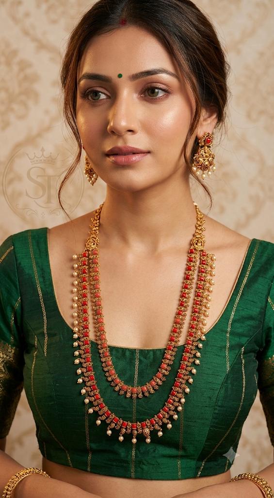 Double layer coral long haaram