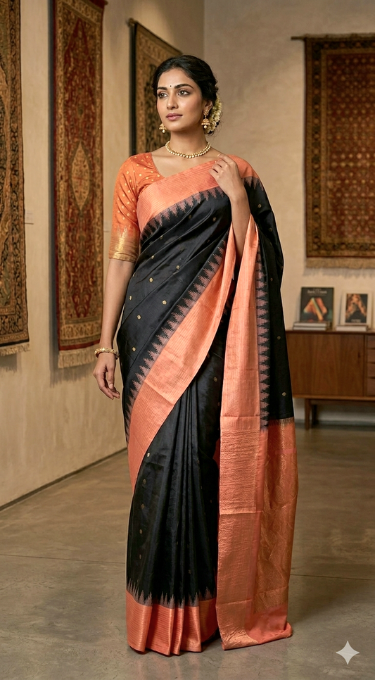 Soft silk kancheepuram saree with stitched blouse