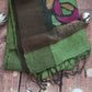 Green linen saree with multi color pallu design